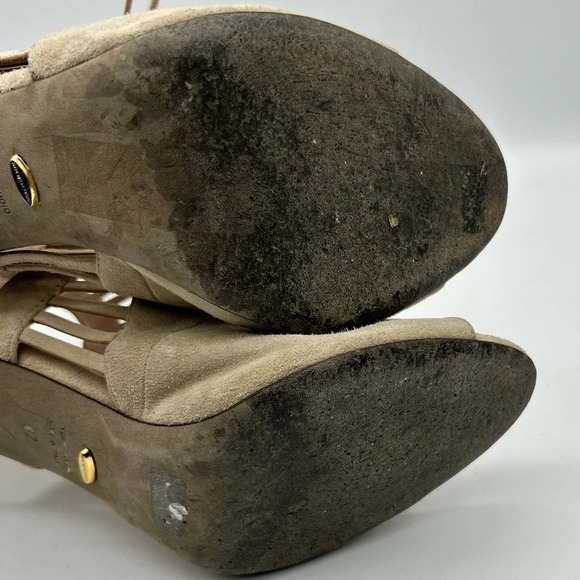 Sergio Rossi Beige/nude colored strappy heels with Ladder Detail sz 37 - Picture 6 of 13